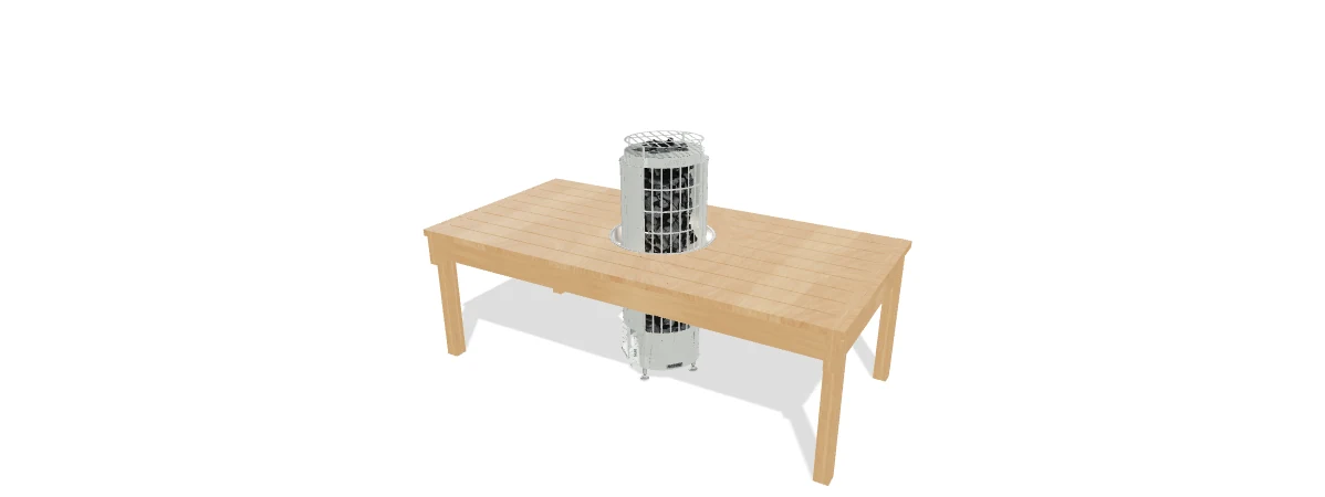 Harvia HPCU2LUL installed on a compatible Cilindro Half, 3D illustration