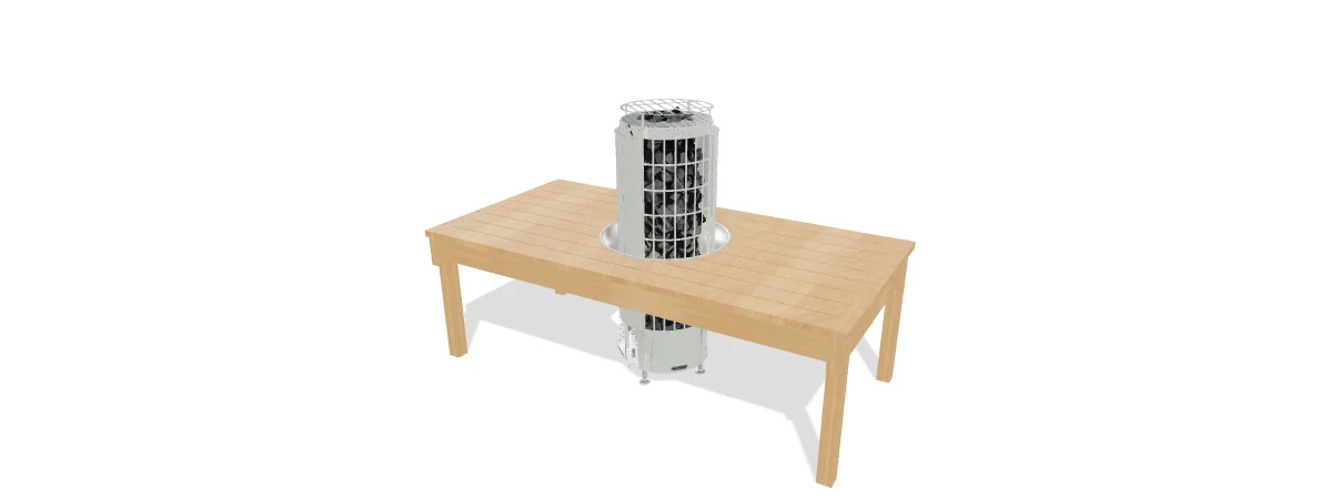 Harvia HPCU7LUL installed on a compatible Cilindro Half, 3D illustration